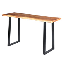 Load image into Gallery viewer, Industrial Wooden Live Edge Desk with Metal Sled Leg Support; Brown and Black
