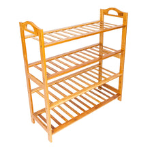 Load image into Gallery viewer, Bamboo Shoe Rack 4-Tier Entryway Shoe Shelf Storage Organizer for Home &amp; Office Easy to Assemble Wood Color
