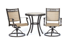 Load image into Gallery viewer, 3 Piece Bistro Set, Handmade Contemporary Round Table Swivel Rocker Chairs Garden Backyard Outdoor Patio Furniture

