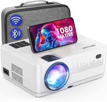 Load image into Gallery viewer, WiFi Bluetooth Projector, DBPOWER 9000L HD Native 1080P Projector, Zoom &amp; Sleep Timer Support Outdoor Movie Projector, Home Projector Compatible w/ TV Stick, PC,DVD, Laptop/Extra Bag Included
