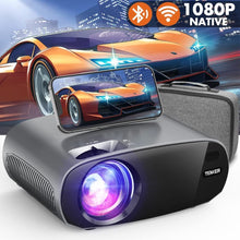 Load image into Gallery viewer, TENKER WiFi Bluetooth Projector, 9500L Native 1080P Projector, Full HD Outdoor Movie Projector Support Zoom/Sleep Timer, 300&quot; Portable Mini LCD Video Projector Compatible w/Phone/Laptop/PC/DVD/TV
