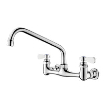 Load image into Gallery viewer, APPASO Wall Mount Commercial Sink Faucet with 10&quot; Swivel Spout, 8-in Center Kitchen Compartments Sink Faucet 2-Handle for Restaurant Home Backsplash Mount On 2 or 3 Bay Prep &amp; Utility Compartment Sink
