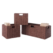 Load image into Gallery viewer, Tessa 3-Pc Woven Rope Basket Set, Foldable, Walnut
