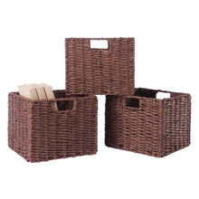 Load image into Gallery viewer, Tessa 3-Pc Woven Rope Basket Set, Foldable, Walnut
